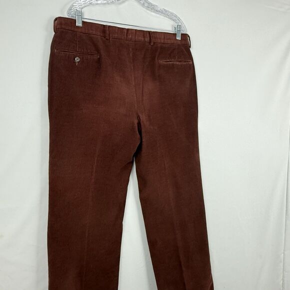 VTG Jos. A. Bank Mens Pants Red Corduroy Straight Cuffed Pleated Chinos Size 35 - Picture 5 of 15
